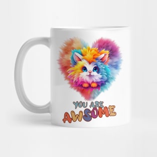 Fluffy: "You are awsome" collorful, cute, furry animals Mug